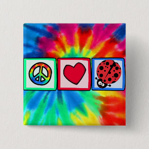 Peace, Love, Ladybugs 15 Cm Square Badge