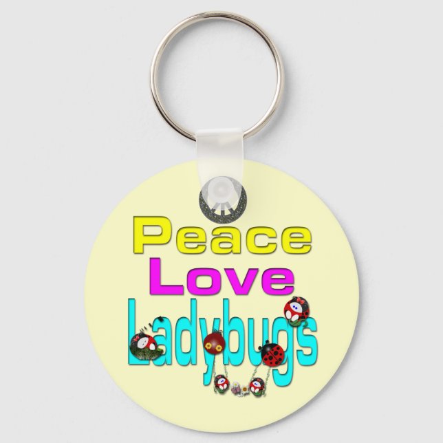 Peace Love Ladybugs Key Ring (Front)
