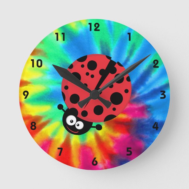 Peace, Love, Ladybugs Round Clock (Front)