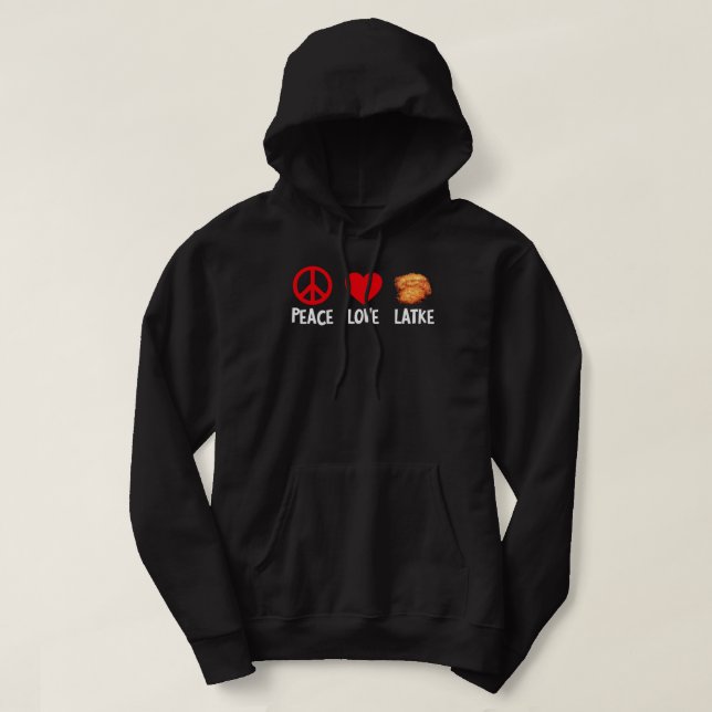 Peace Love Latke Funny Hannukah Jewish Food Hoodie (Design Front)