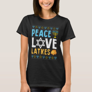 Peace Love Latkes Funny Hanukkah Chanukah Jewish T-Shirt