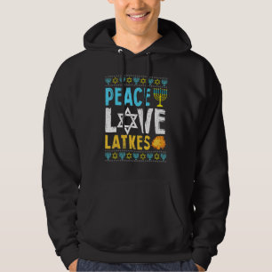 Peace Love Latkes  Hanukkah Chanukah Jewish Hoodie