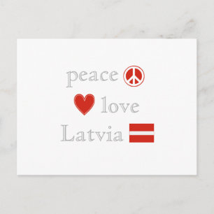 Peace Love Latvia Heart and Latvian Flag Postcard