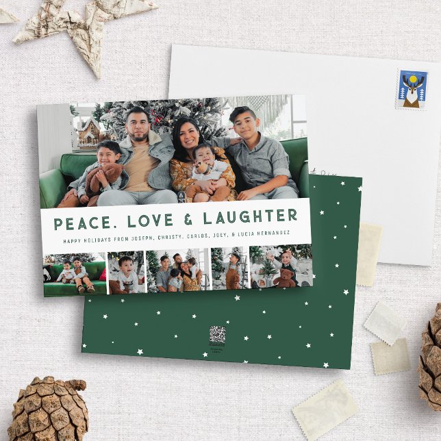 Peace, Love & Laughter Multi-Photo Holiday Card (Creator Uploaded)