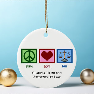 Peace Love Law School Custom Graduation Gift Ceramic Ornament