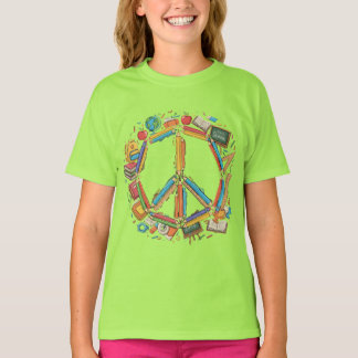Peace Love Learning | Pencil Peace Sign | Back To  T-Shirt