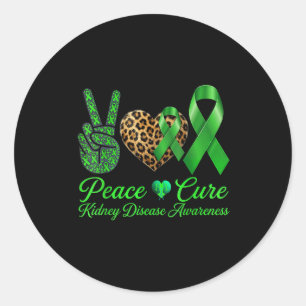 Peace love leopard ribbon kidney disease awareness classic round sticker