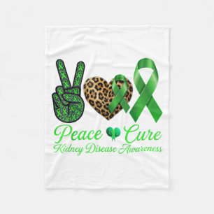 Peace Love Leopard Ribbon Kidney Disease Awareness Fleece Blanket