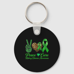 Peace love leopard ribbon kidney disease awareness key ring