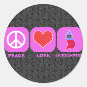 Peace Love Lichtenstein Classic Round Sticker