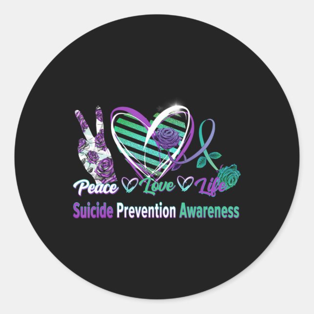 Peace Love Life Suicide Awareness  Semi Colon Gift Classic Round Sticker (Front)
