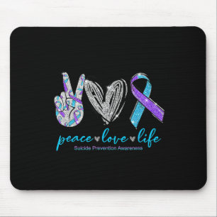 Peace Love Life Suicide Prevention Awareness Heart Mouse Pad