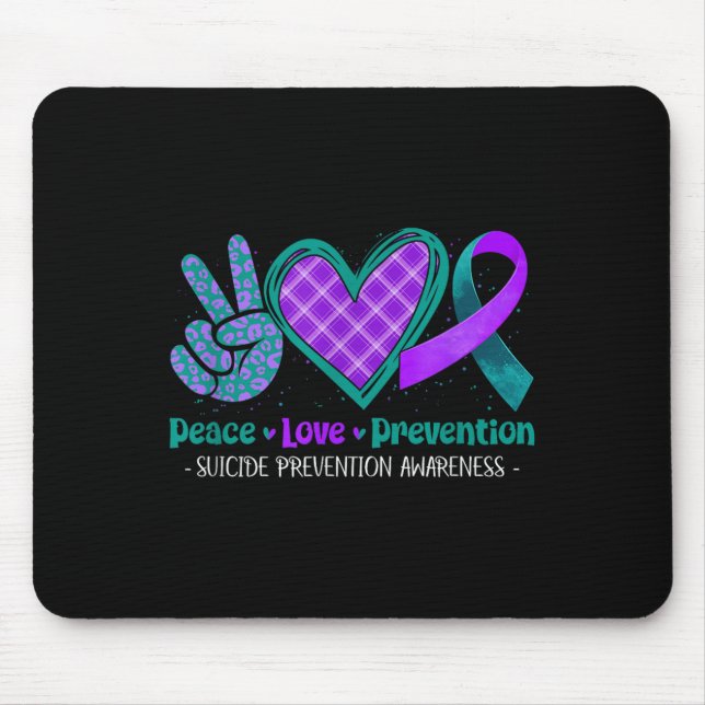 Peace Love Life Suicide Prevention Awareness Purpl Mouse Pad (Front)