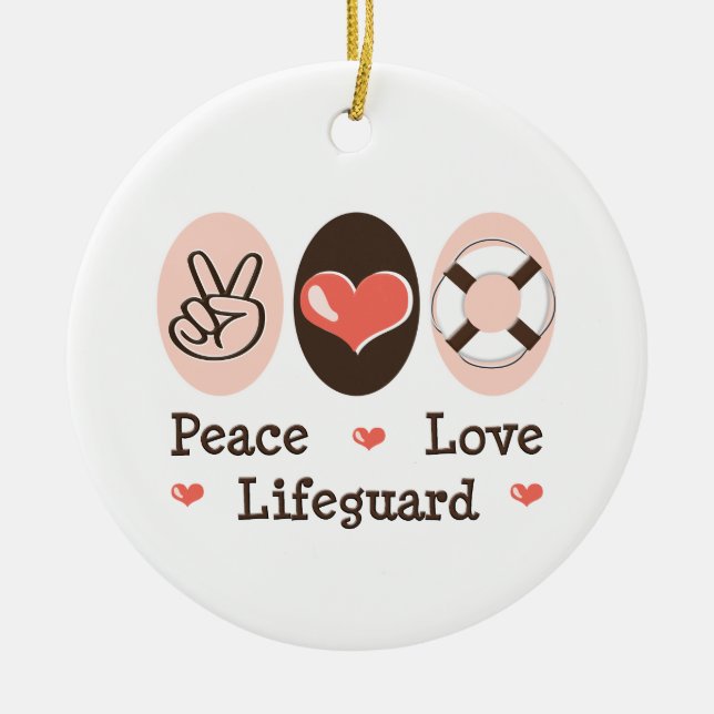 Peace Love Lifeguard Ornament (Front)