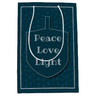 Peace Love Light Dreidel Star Snowflakes Medium Gift Bag