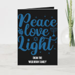 Peace, Love, Light Hanukkah Card<br><div class="desc">Peace,  Love,  Light Hanukkah Card. Editable text</div>