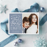 Peace, Love & Light | Hanukkah Photo Holiday Card<br><div class="desc">Modern typography based Hanukkah photo card features your favourite photo with "Peace,  Love and Light" alongside in white hand lettered style typography. Personalise with your family name,  individual names and/or your custom message.</div>