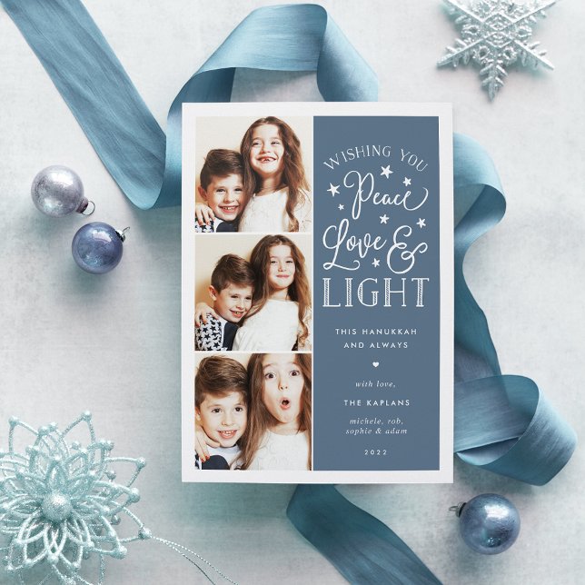 Peace, Love & Light | Hanukkah Photo Holiday Card (Creator Uploaded)