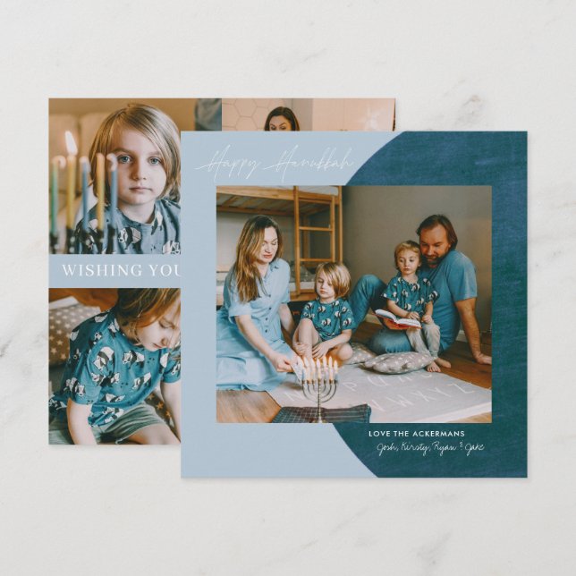 Peace Love Light | Happy Hanukkah Photo Collage  Holiday Card (Front/Back)