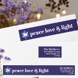 Peace Love Light | Modern Hanukkah Blue & White  Wrap Around Label<br><div class="desc">A contemporary blue and white Hanukkah wrap-around label featuring a "Peace,  Love & Light" theme with a "Bird of Peace" accent.</div>