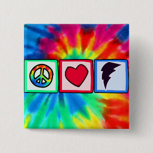 Peace, Love, Lightning Bolt 15 Cm Square Badge