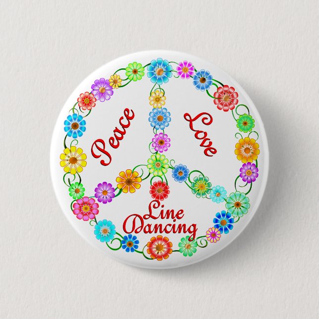 Peace Love Line Dancing 6 Cm Round Badge (Front)