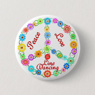 Peace Love Line Dancing 6 Cm Round Badge