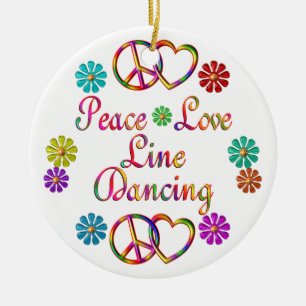 PEACE LOVE LINE DANCING CERAMIC ORNAMENT