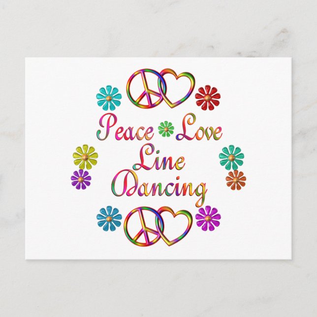 PEACE LOVE LINE DANCING POSTCARD (Front)