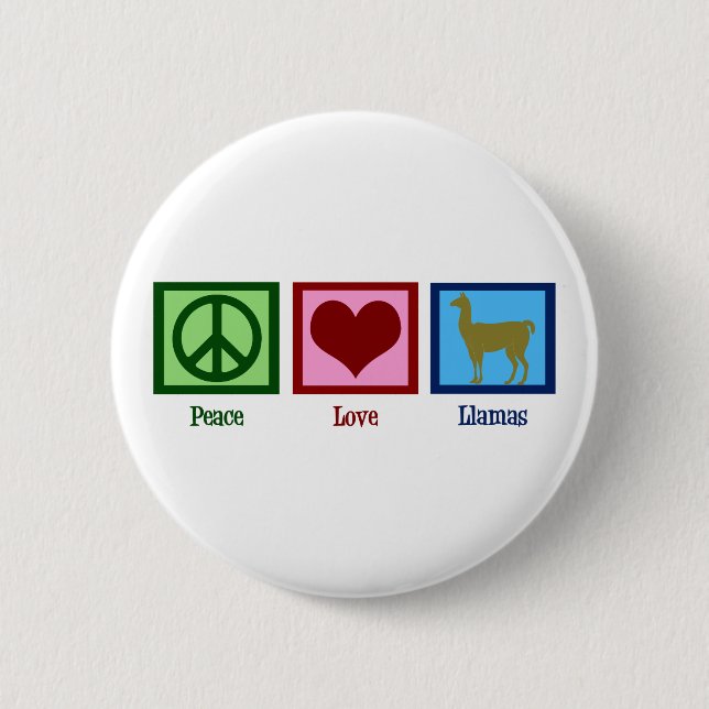 Peace Love Llamas 6 Cm Round Badge (Front)