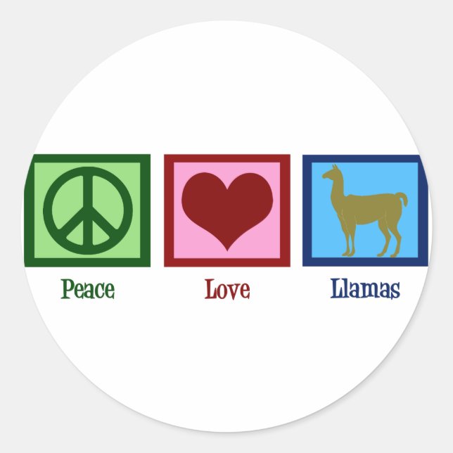 Peace Love Llamas Classic Round Sticker (Front)