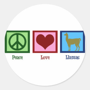 Peace Love Llamas Classic Round Sticker