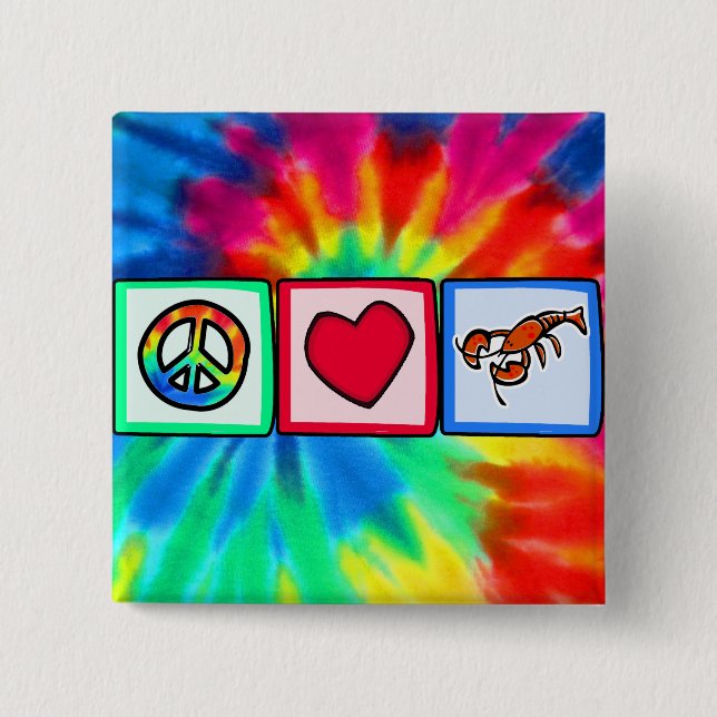 Peace, Love, Lobsters 15 Cm Square Badge (Front)