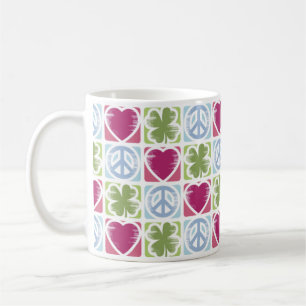 Peace Love Lucky Shamrock Pattern Mug
