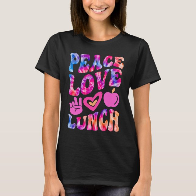 PEACE LOVE LUNCH Lady Retro Cafeteria Groovy 100 D T-Shirt (Front)