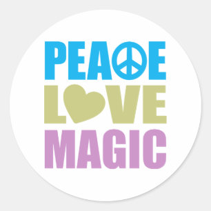 Peace Love Magic Classic Round Sticker