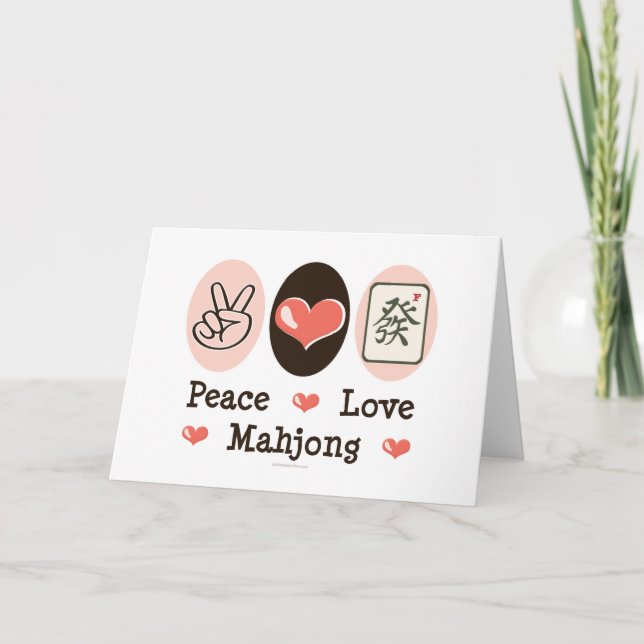 Peace Love Mahjong Blank Greeting Card (Front)
