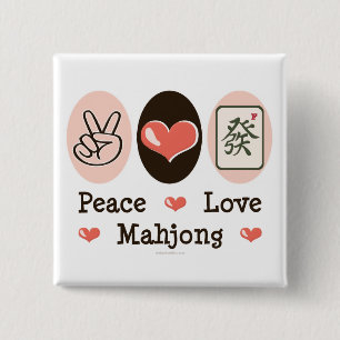 Peace Love Mahjong Button