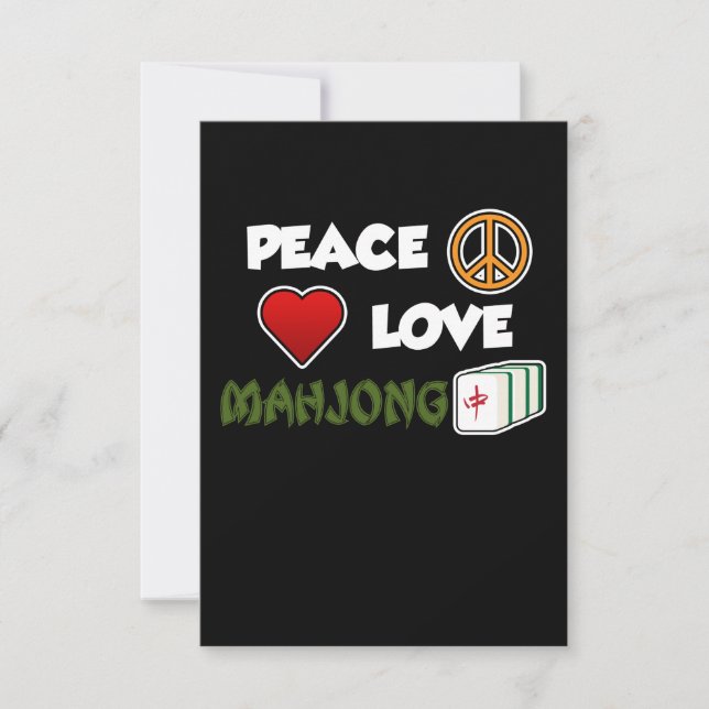 Peace Love Mahjong Game Mahjong Player Games RSVP Card (Front)