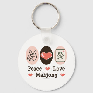 Peace Love Mahjong Key Chain