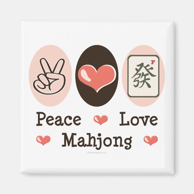 Peace Love Mahjong Magnet (Front)