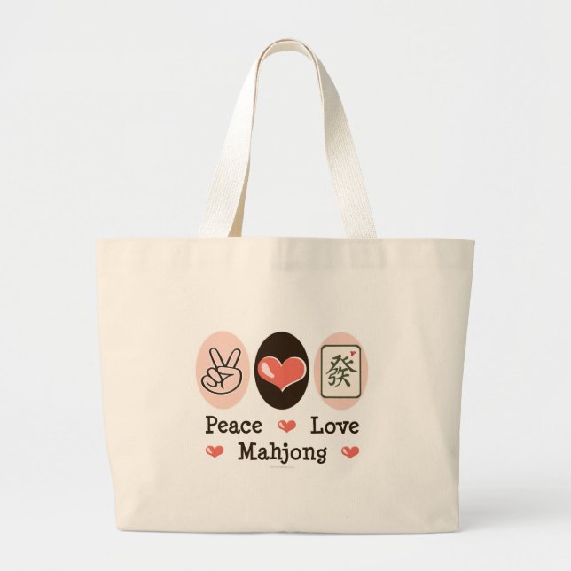 Peace Love Mahjong Tote Bag (Front)