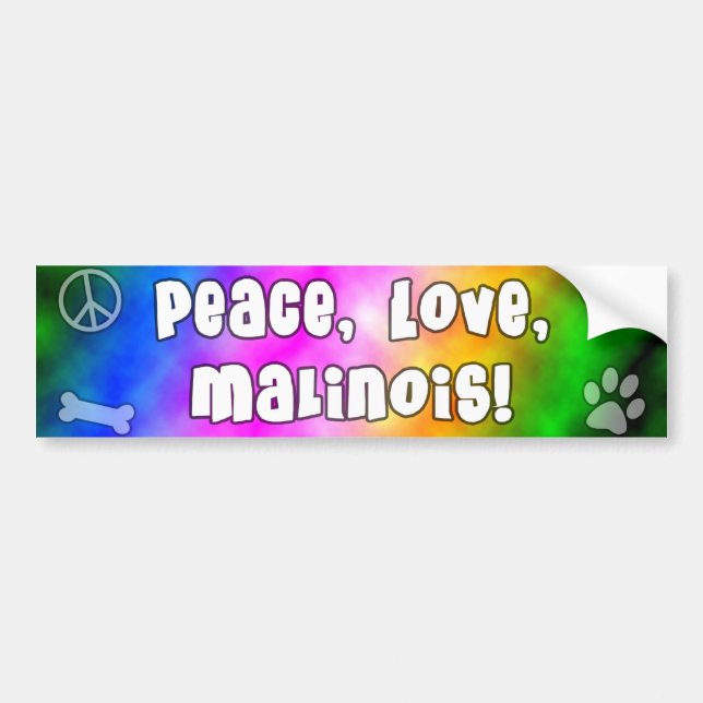 Peace Love Malinois Bumper Sticker (Front)