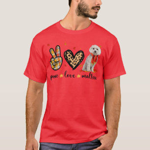 Peace Love Maltese Scarf Leopard Fall Autumn Thank T-Shirt