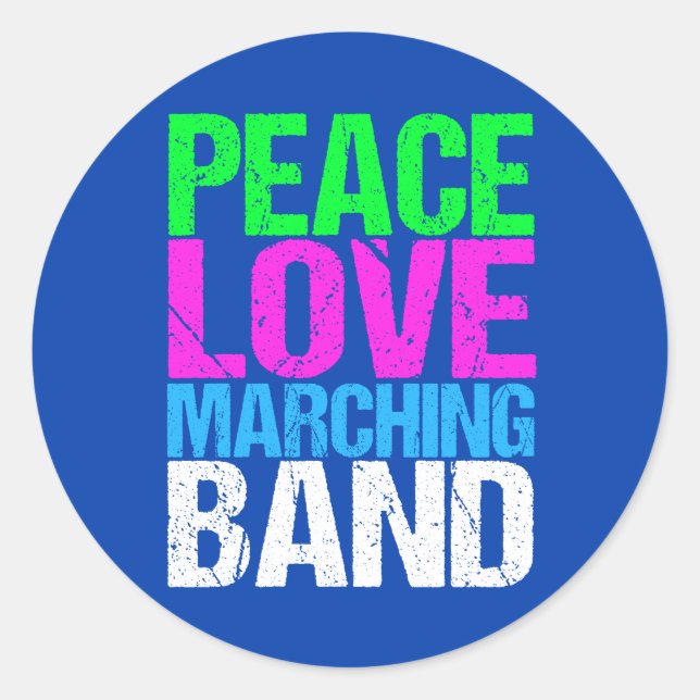 Peace Love Marching Band Classic Round Sticker (Front)