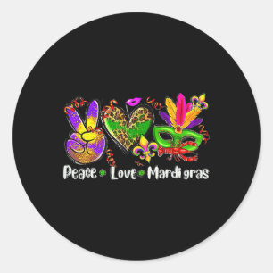 Peace Love Mardi Gras 1 Classic Round Sticker