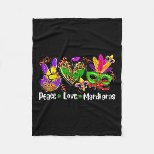 Peace Love Mardi Gras 1 Fleece Blanket