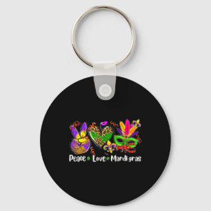 Peace Love Mardi Gras 1 Key Ring