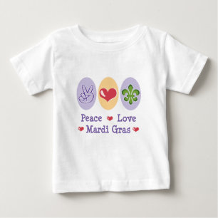 Peace Love Mardi Gras Baby T Shirt
