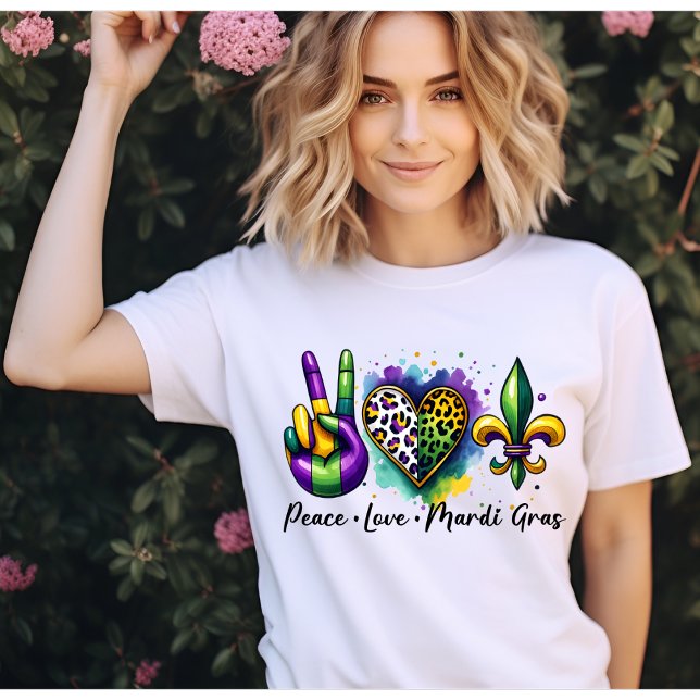 Peace love Mardi Gras, fleur de lis in New Orleans T-Shirt (Creator Uploaded)
